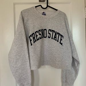 Vintage Style Cropped College Crewneck Sweatshirt
